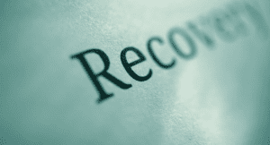 A graphic of the word recovery